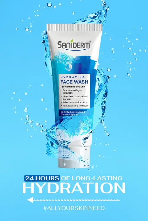 Saniderm hydrating face wash tube